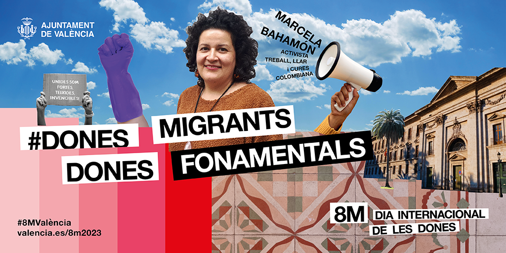 Marcela Bahamon. Colombiana. Activista del treball de la llar i les cures.  Dones Migrants, dones fonamentals. 8m, día internacional de les dones.